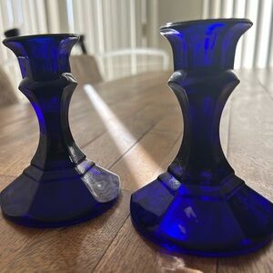 Vintage Cobalt Blue Glass Candlesticks/Candle holder